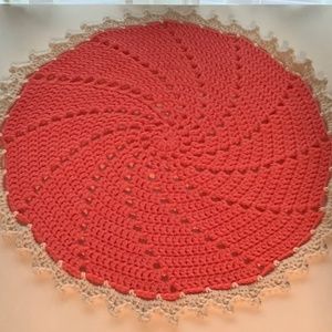 Crocheted handmade placemat/doily set of 2 ,18 inch diameter.